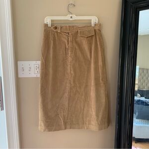 Vintage Corduroy Midi Skirt Austin Hill Corduroy Women’s Beige USA Union Made
